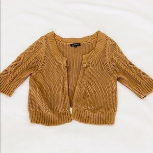 Camel Brown Weaved Small Cardigan | Size: Small